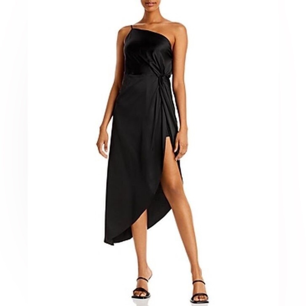Bloomingdale’s Aqua One Shoulder Asymmetric MIDI Dress